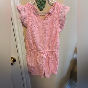 Girls' Pink Lace Romper